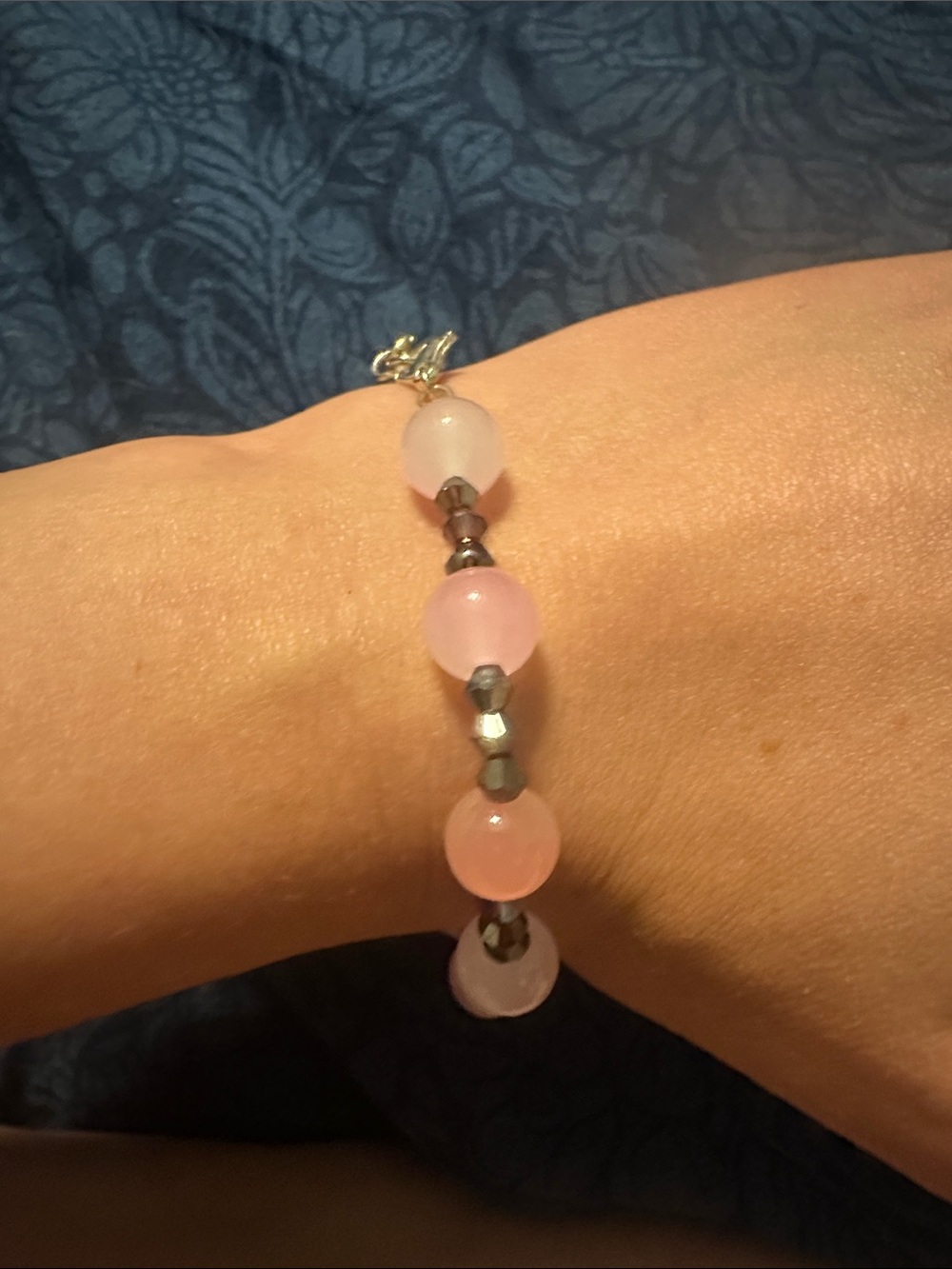 Pink Beaded Bracelet with Hematite Accents